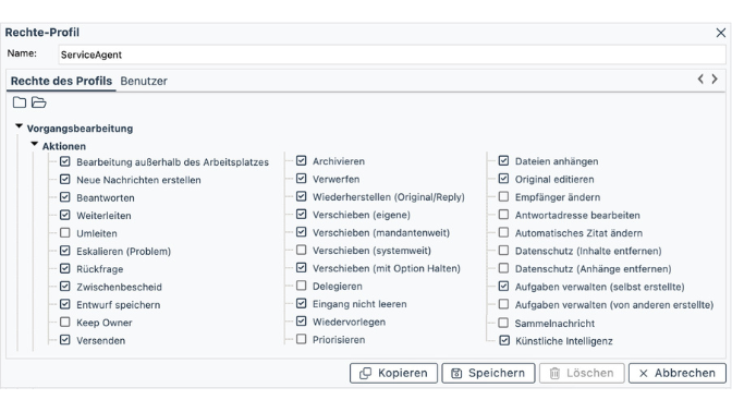 Screenshot Rechteprofile