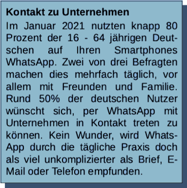 WhatsApp Nutzung Januar 2021